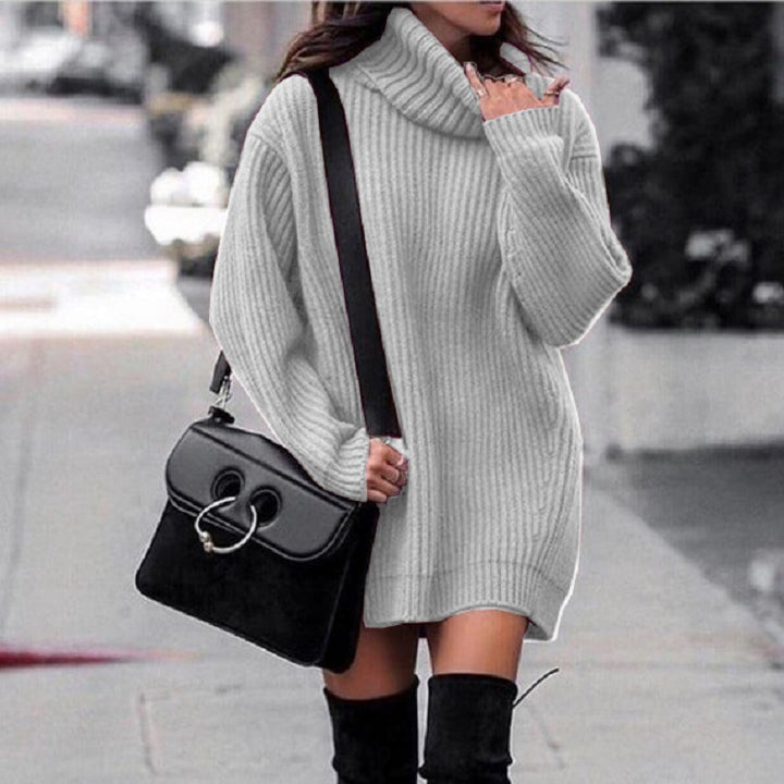 Damen Oversize-Longpullover mit Rollkragen, geripptem Feinstrick und figurumspielender Tunika-Länge Echo Archiv