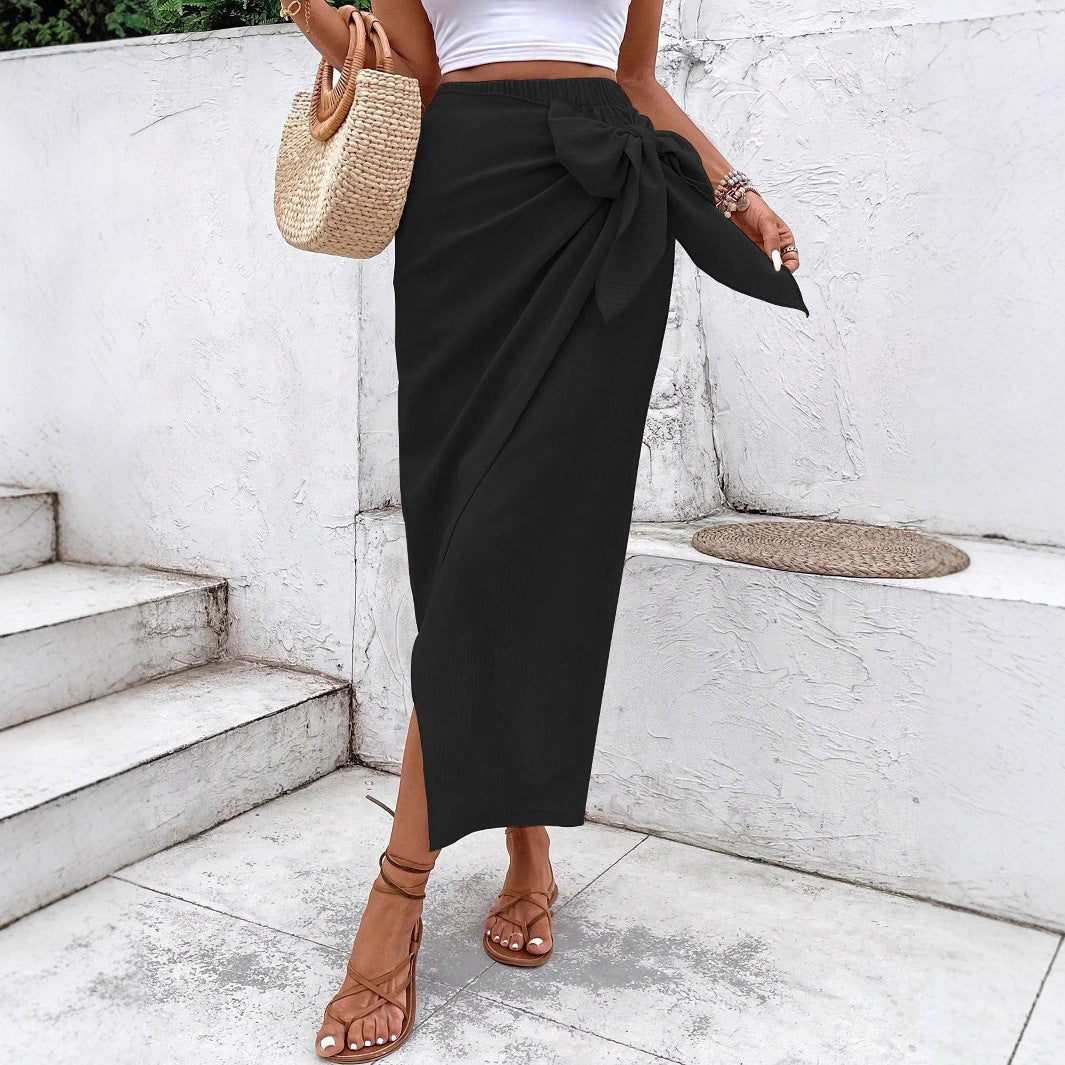 Damen Eleganter Wickelrock mit Schleifendetail Echo Archiv