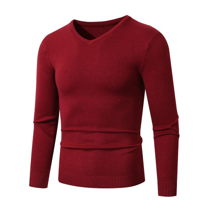 Herren Schmal geschnittener Feinstrick‑V‑Neck-Pullover mit Rippbund und atmungsaktiver Baumwollmischung Echo Archiv