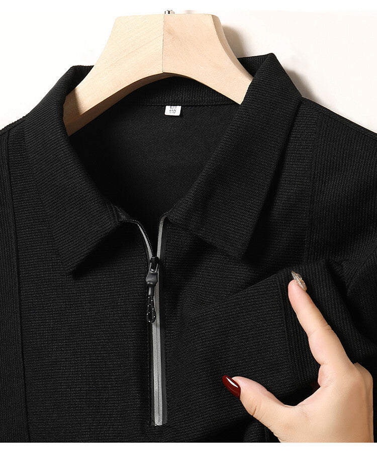 Herren lässiger Langarmpulli mit Halbreißverschluss und strukturiertem Design Echoarchiv