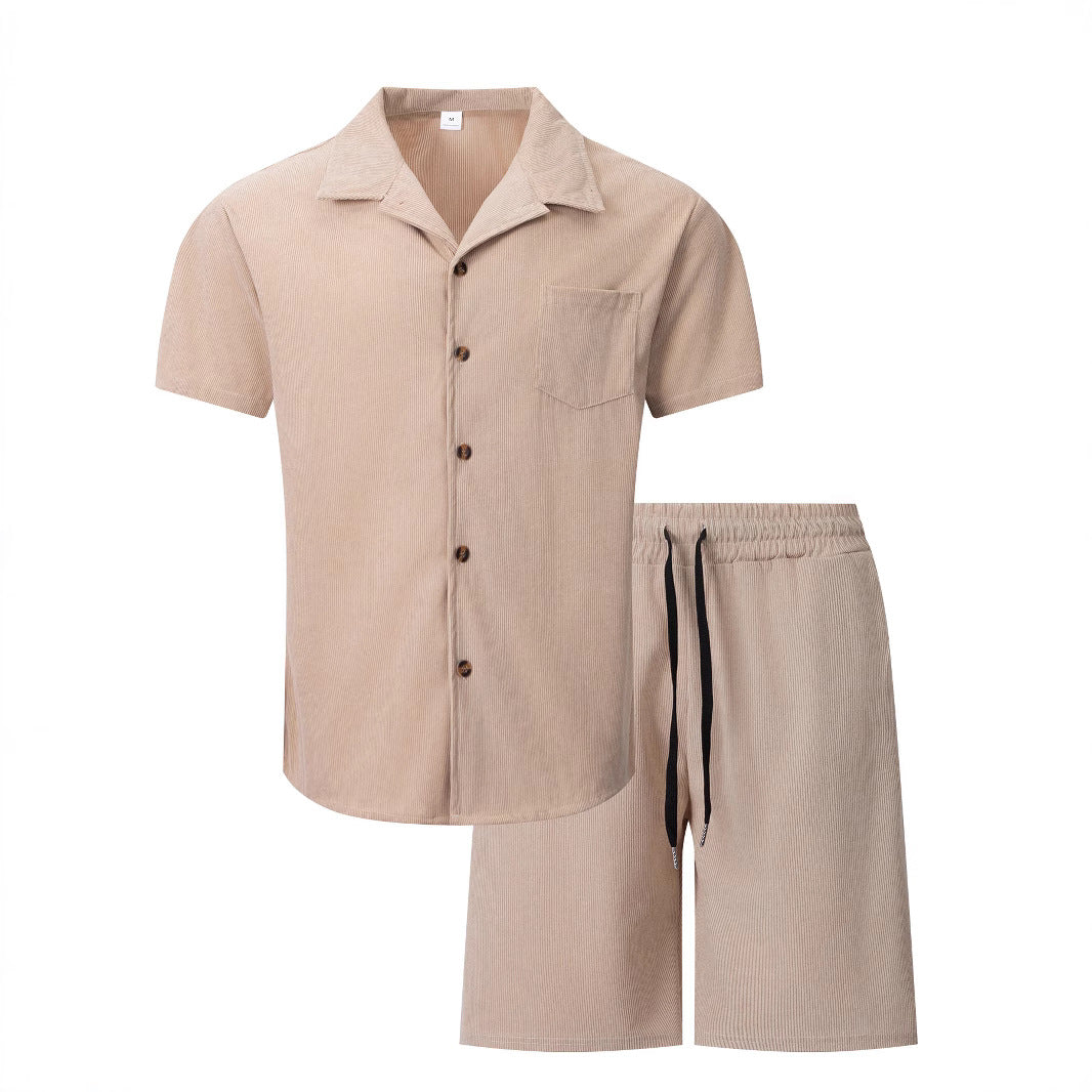 Herren lässiges Kurzarm-Hemd mit passender Shorts Echoarchiv