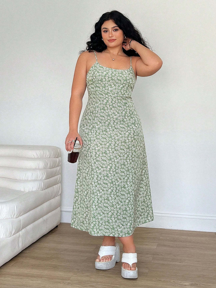 Damen Maxikleid mit feinem Blumenmuster und verstellbaren Spaghettiträgern Echo Archiv