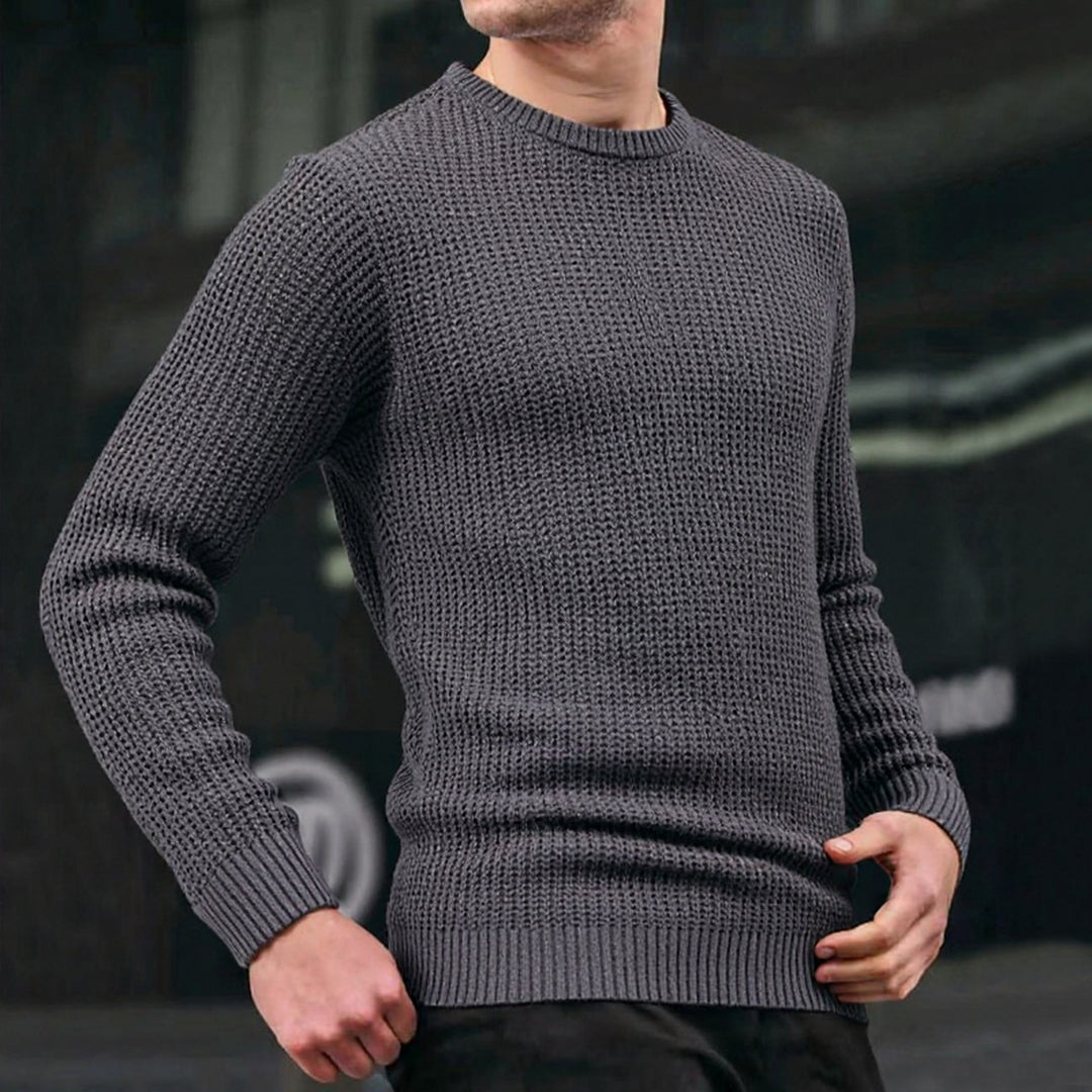 Herren lockerer Strickpullover mit Waffelmuster Echoarchiv
