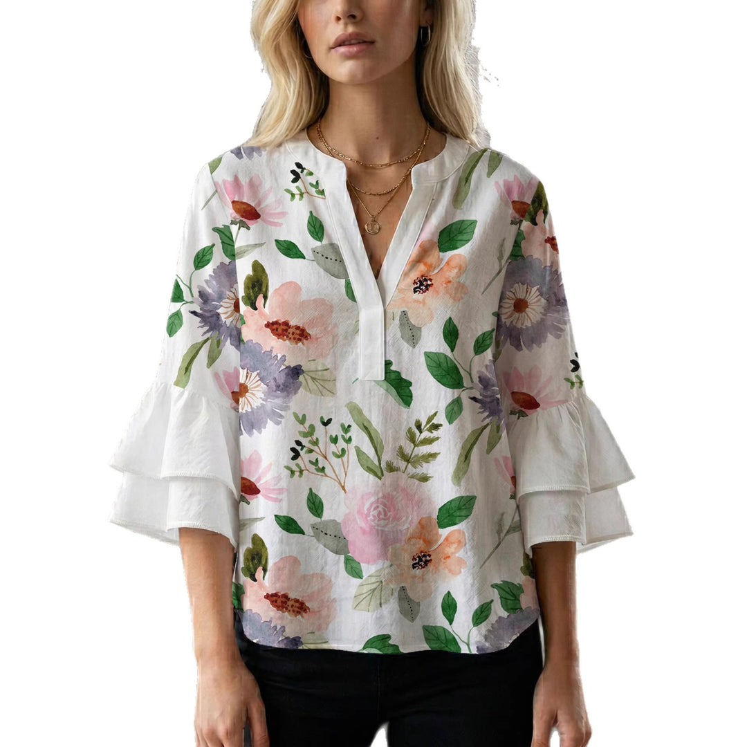 Damen Bluse mit Rüschendetails und auffälligem Animal-Print Echo Archiv