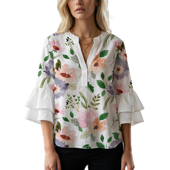 Damen Bluse mit Rüschendetails und auffälligem Animal-Print Echo Archiv