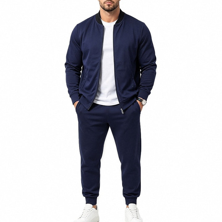 Herren Zweiteiliges Casual-Trainingsset mit Bomberjacke und tapered Jogginghose Echoarchiv