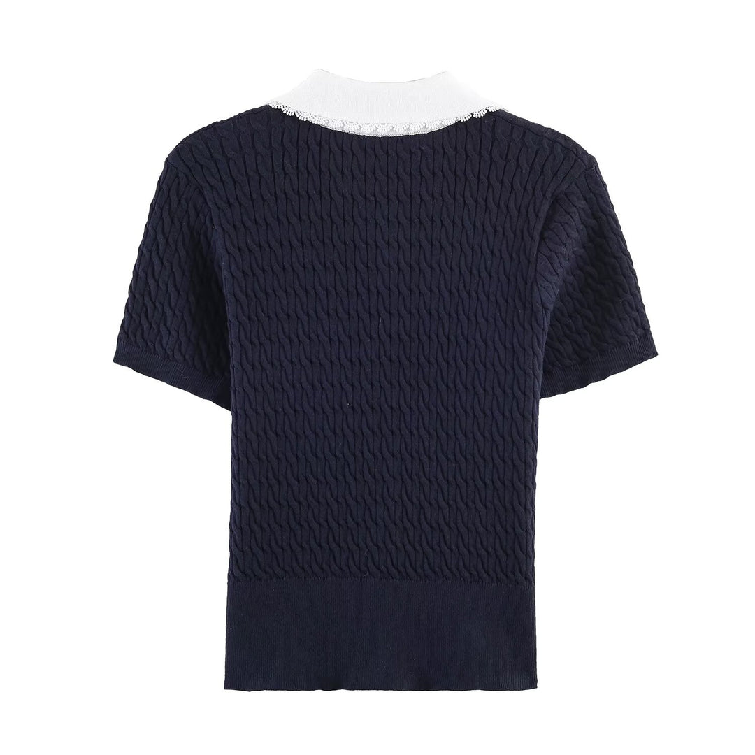 Damen Strickbluse mit eleganter Kragenverzierung Echo Archiv