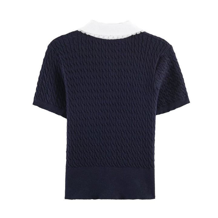 Damen Strickbluse mit eleganter Kragenverzierung Echo Archiv