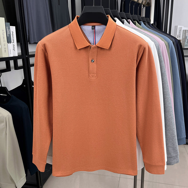 Herren Langärmliges Polohemd mit strukturiertem Design und atmungsaktiven Eigenschaften Echoarchiv
