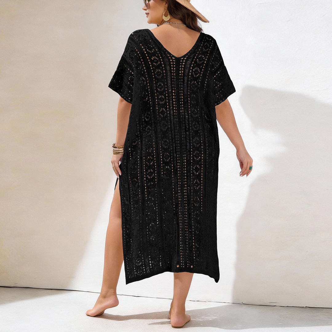 Damen Häkelstrandkleid mit V-Ausschnitt und seitlichem Schlitz Echo Archiv