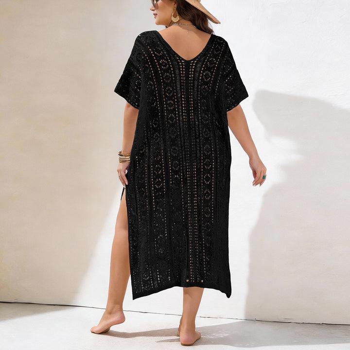 Damen Häkelstrandkleid mit V-Ausschnitt und seitlichem Schlitz Echo Archiv