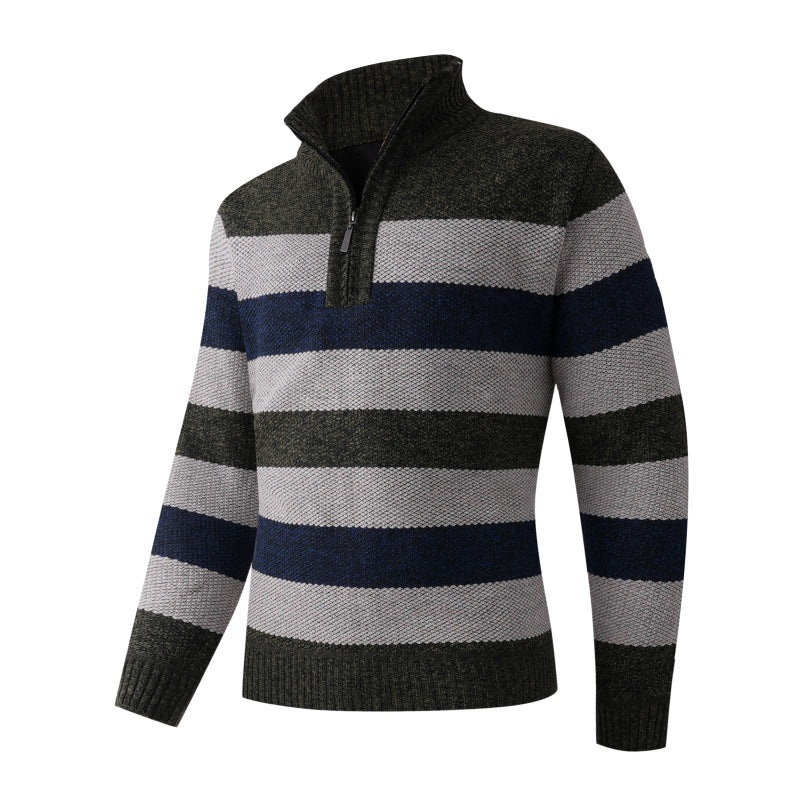 Herren modischer Stehkragen Pullover mit dekorativen Streifen Echoarchiv