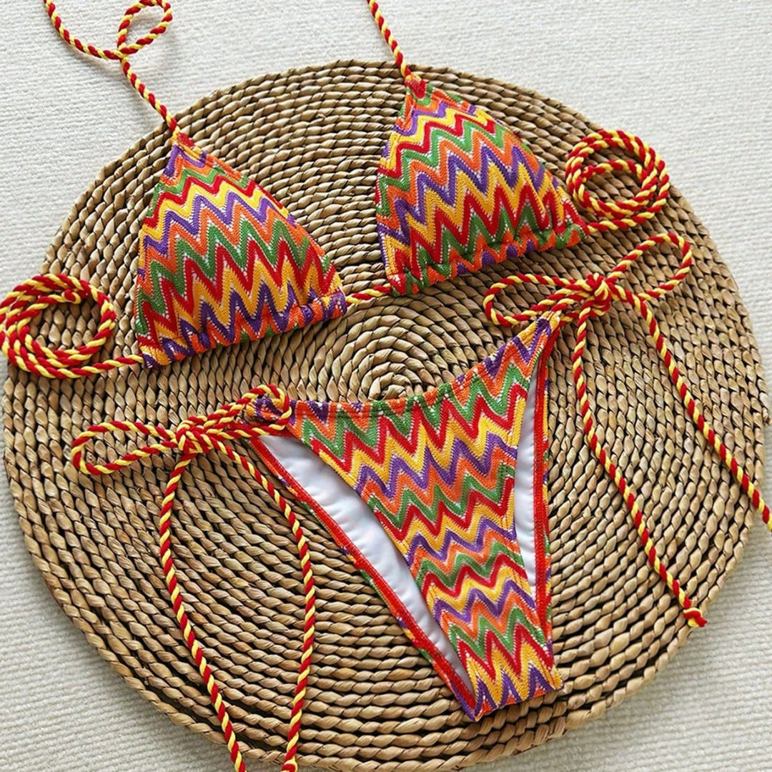 Damen Triangel-Bikini mit auffälligem Wellenmuster Echo Archiv