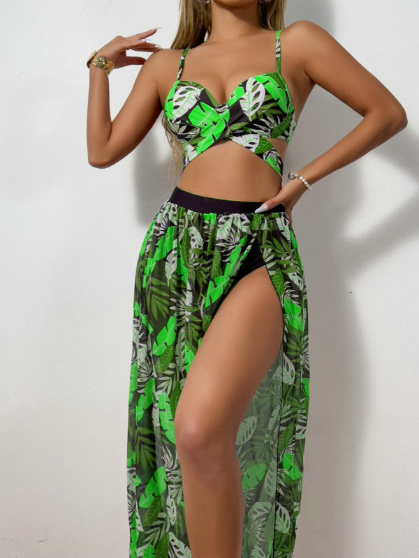 Damen Zweiteiler Bademode mit hohem Beinausschnitt und floralem Design Echo Archiv