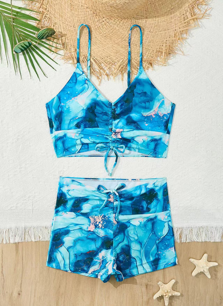 Damen Bikini mit floralem Rüschendesign und verstellbaren Trägern Echo Archiv