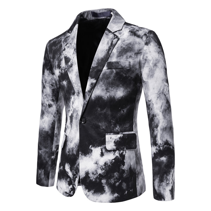 Herren Slim-Fit Sakko mit Aquarell-Print und Ein-Knopf-Verschluss Echo Archiv