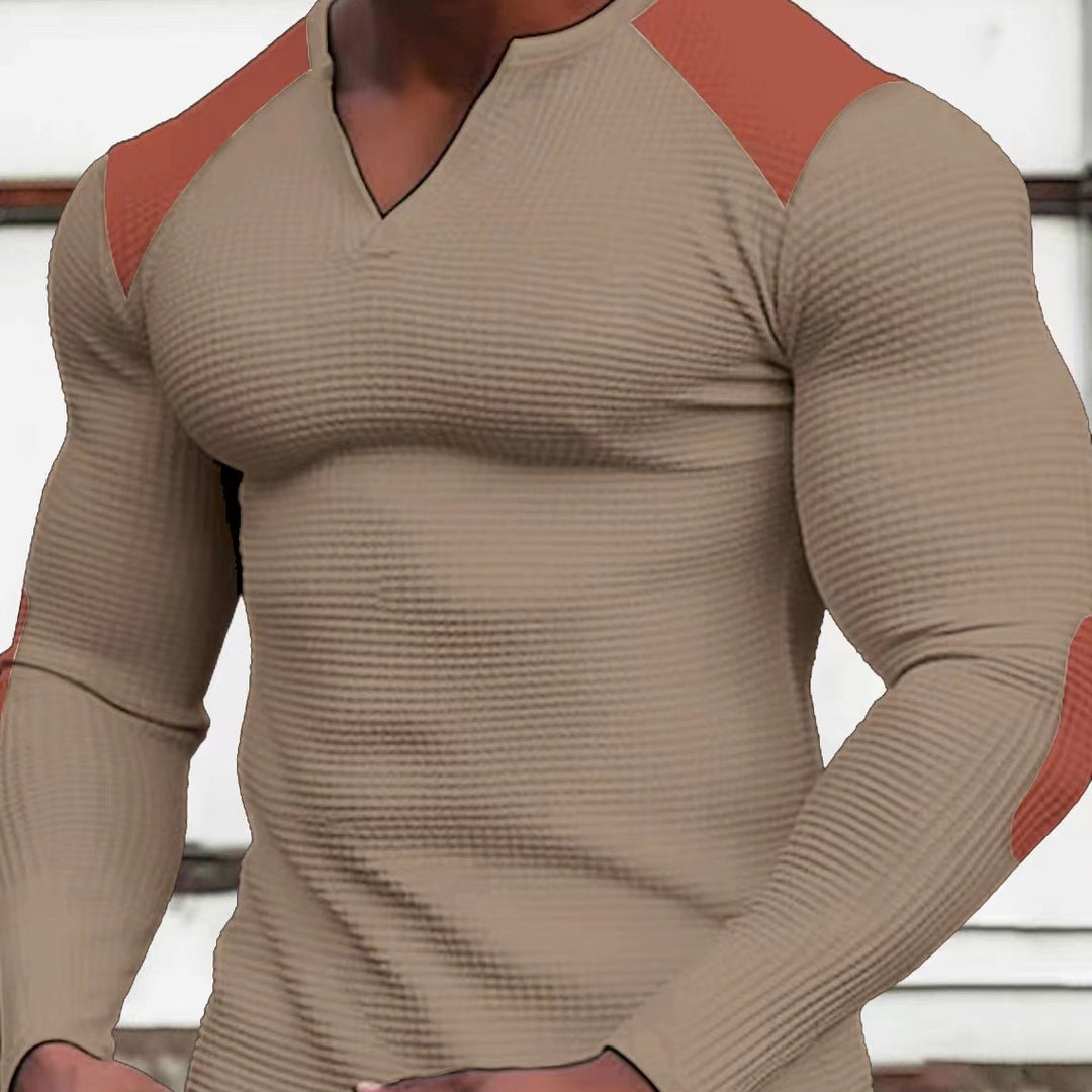 Herren Langarmshirt mit strukturiertem Stoff und Kontrastdetails Echoarchiv