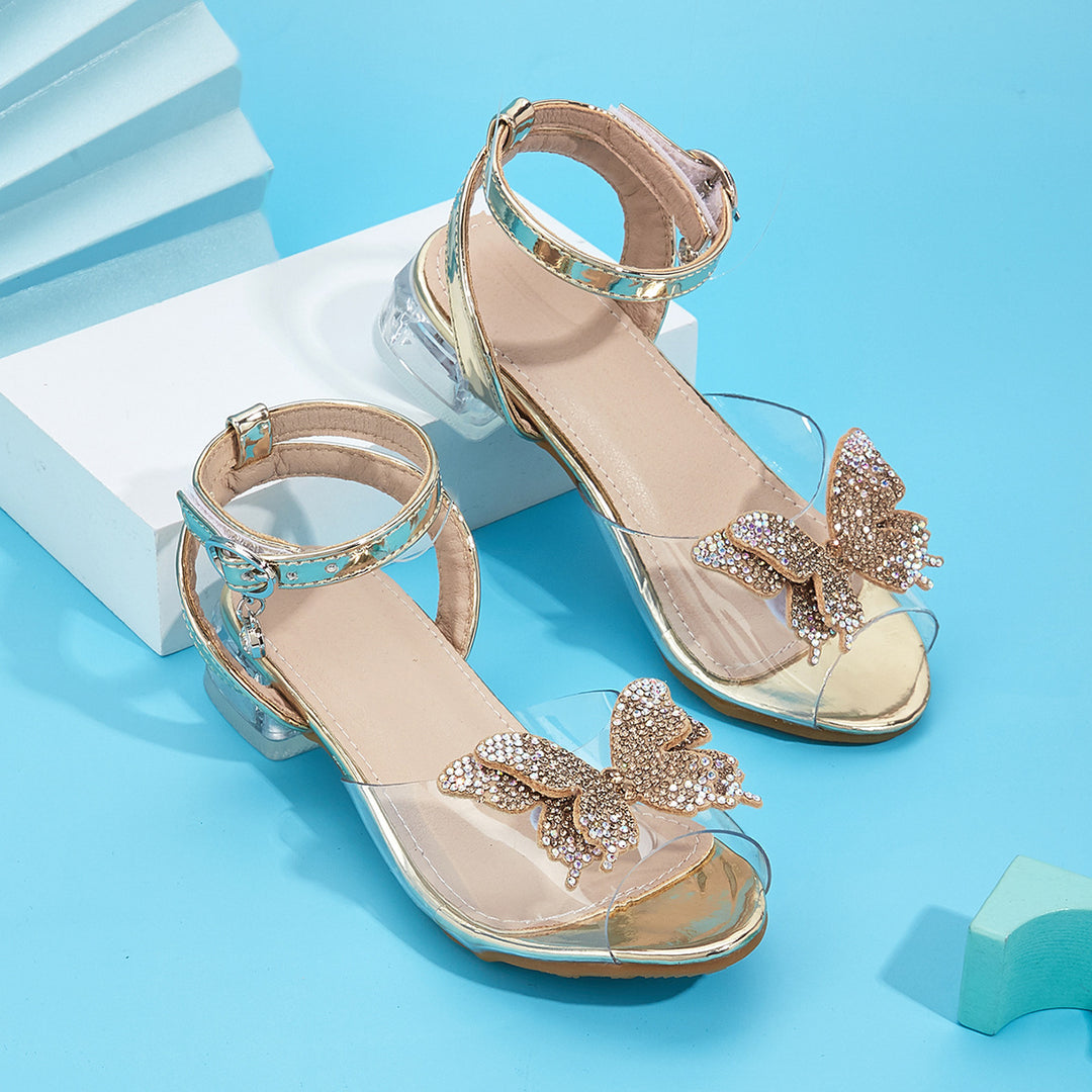 Mädchen Bunte Sandalen mit funkelnder Schmetterlingsapplikation Echo Archiv