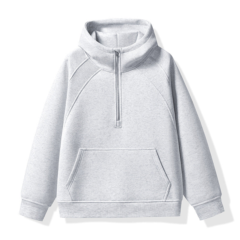 Unisex Halbzip-Kapuzenpullover mit hohem Kragen, Kängurutasche & gerippten Bündchen Echoarchiv