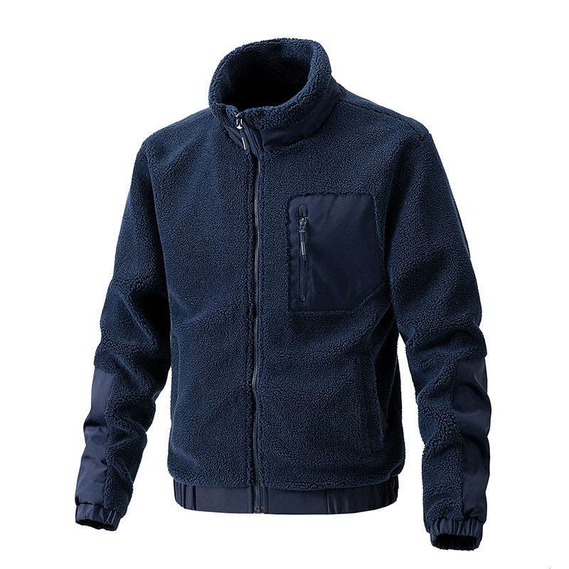 Herren Fleecejacke mit hochgeschlossenem Kragen und seitlichen Reißverschlusstaschen Echoarchiv