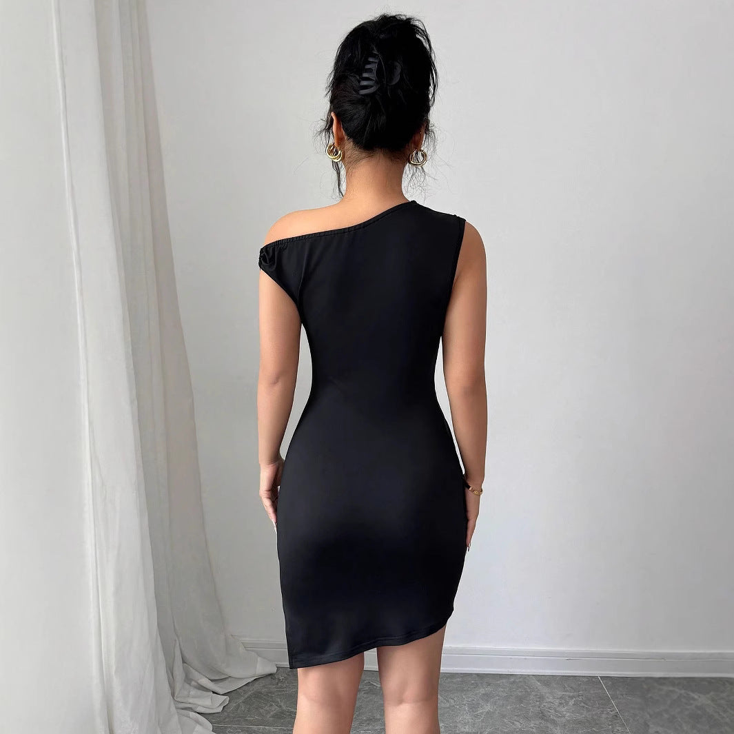 Damen nan asymmetrisches Einschulter-Minikleid mit Taillenraffung und figurbetonter Stretch-Passform Echo Archiv