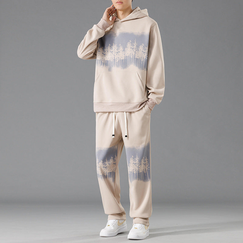 Herren Freizeit-Loungewear-Set mit entspannter Passform und kreativen Baum-Print Echoarchiv