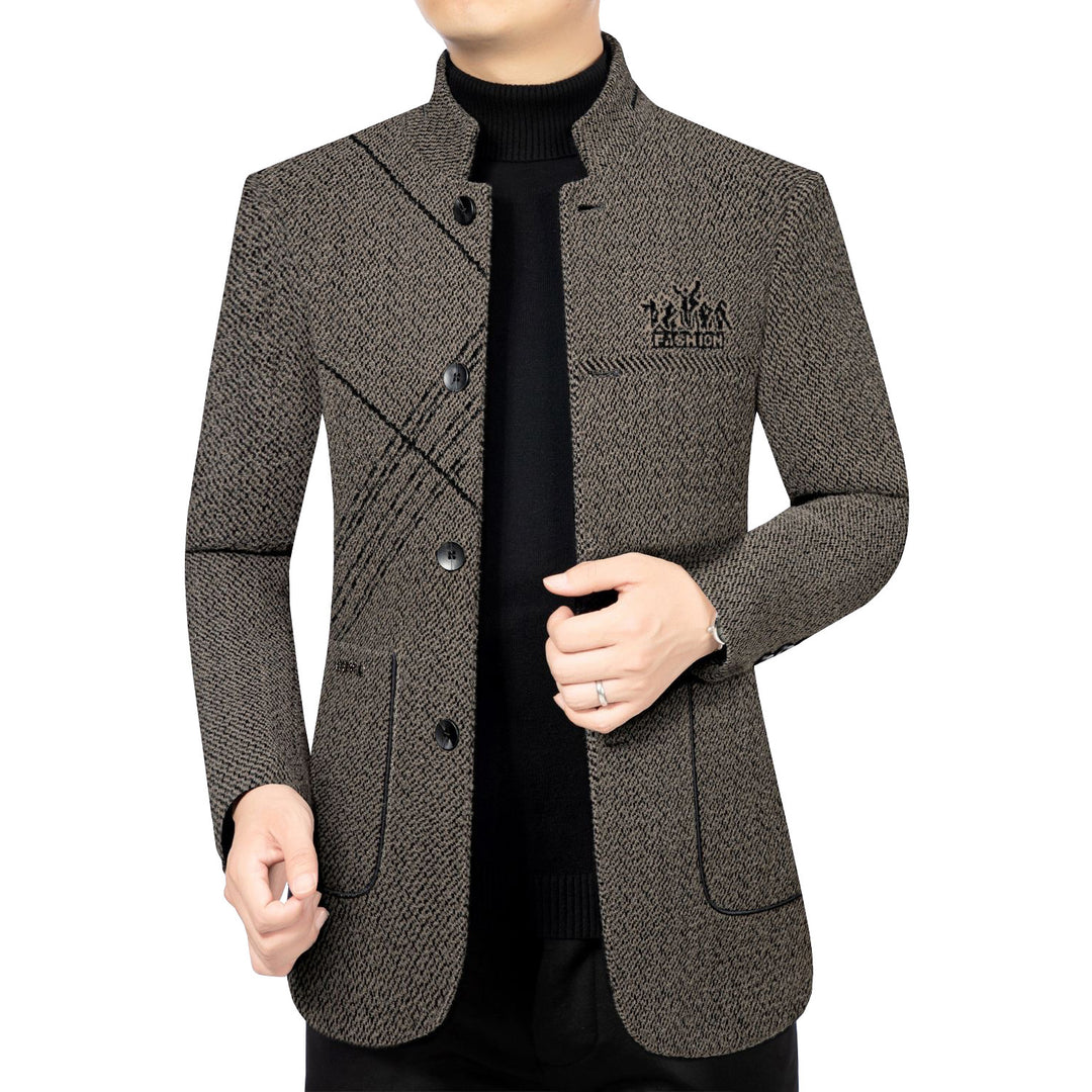 Herren Wollmantel mit Teddyfutter, Stehkragen und schmaler Silhouette – Montevé