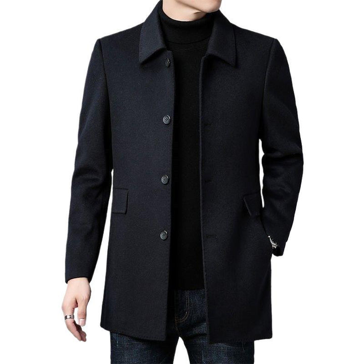 Herren eleganter Wollmantel mit klassischem Revers und Taschen Echoarchiv