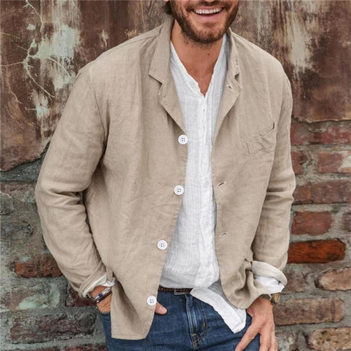 Herren Leichte Leinenjacke mit Knopfleiste Echoarchiv