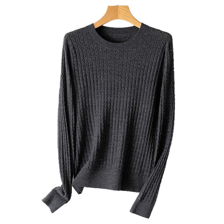 Damen Feiner Zopfstrick-Pullover mit Rundhalsausschnitt und gerippten Abschlüssen Echoarchiv