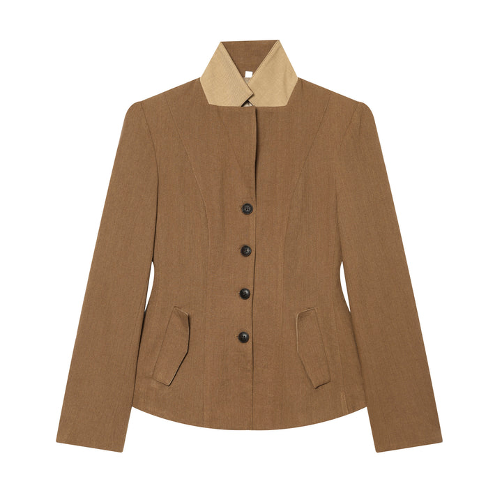 Damen taillierte Sakkojacke mit kontrastkragen und Wiener Nähten – Célinea