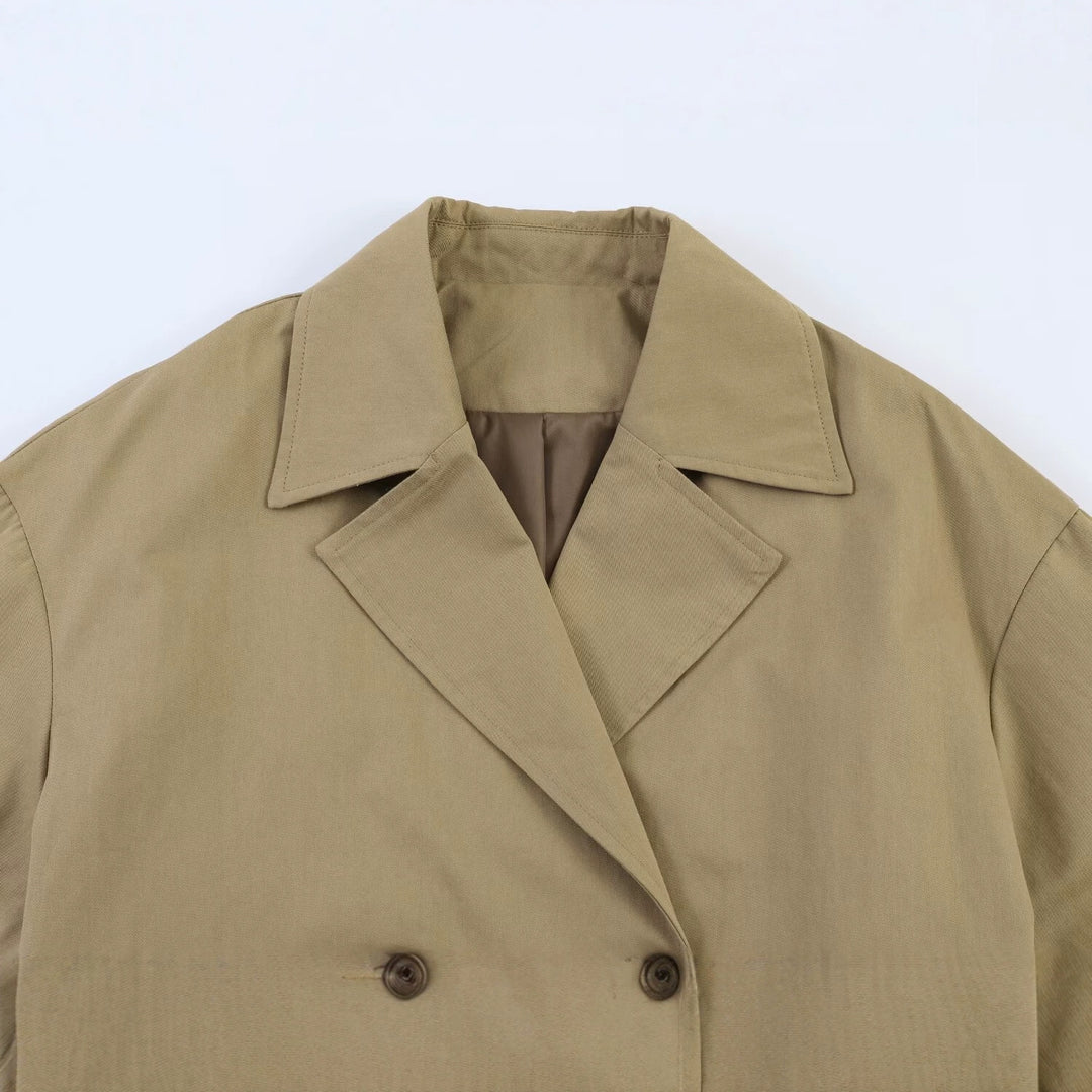 Damen Cropped Doppelreihiges Trenchcape im Boxy‑Schnitt Echoarchiv