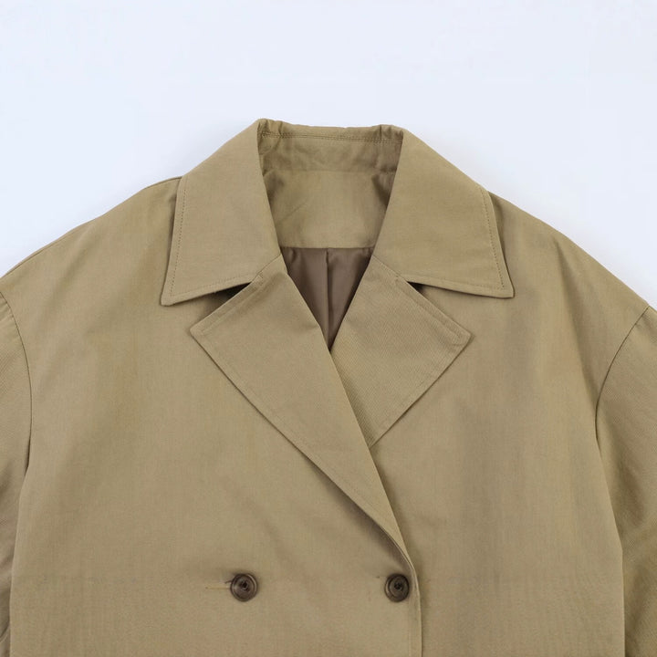 Damen Cropped Doppelreihiges Trenchcape im Boxy‑Schnitt Echoarchiv