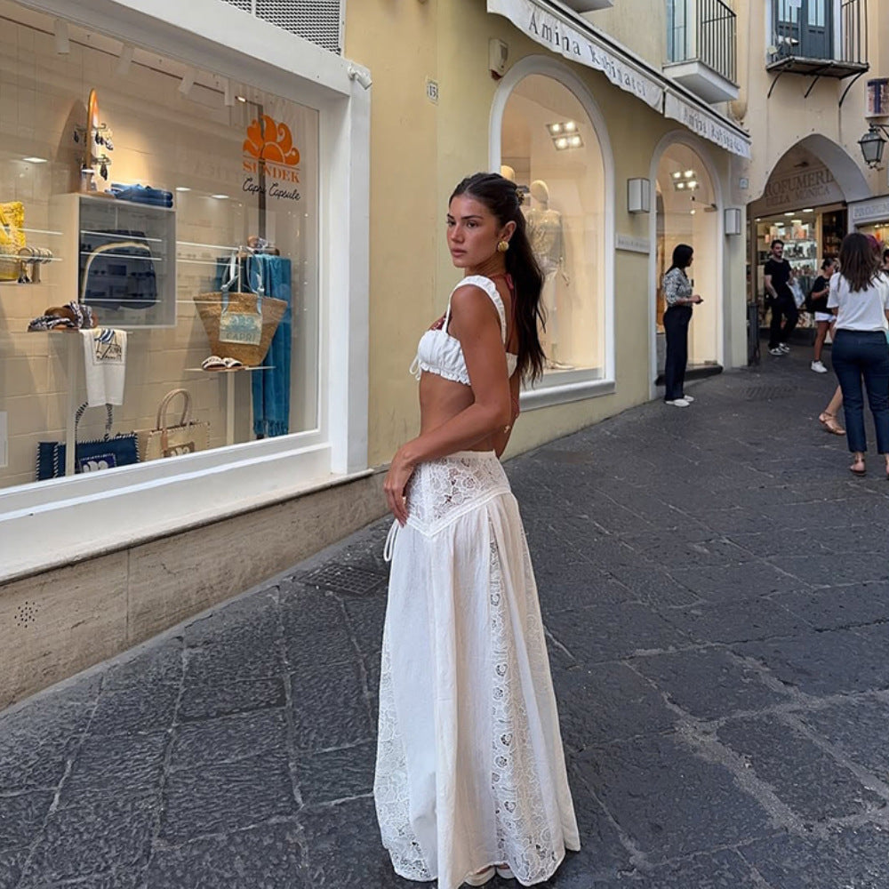 Damen Elegante Häkel-Tunika mit langem Rock Echo Archiv