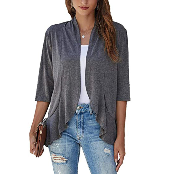 Damen Leichte Chiffonjacke mit Offenen Fronten und 3/4-Ärmeln Echoarchiv