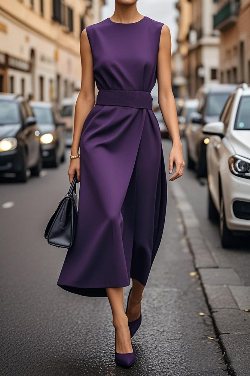 Damen Elegantes Maxikleid mit Echoarchivrnem Schnitt und feinen Plissée-Details Echoarchiv