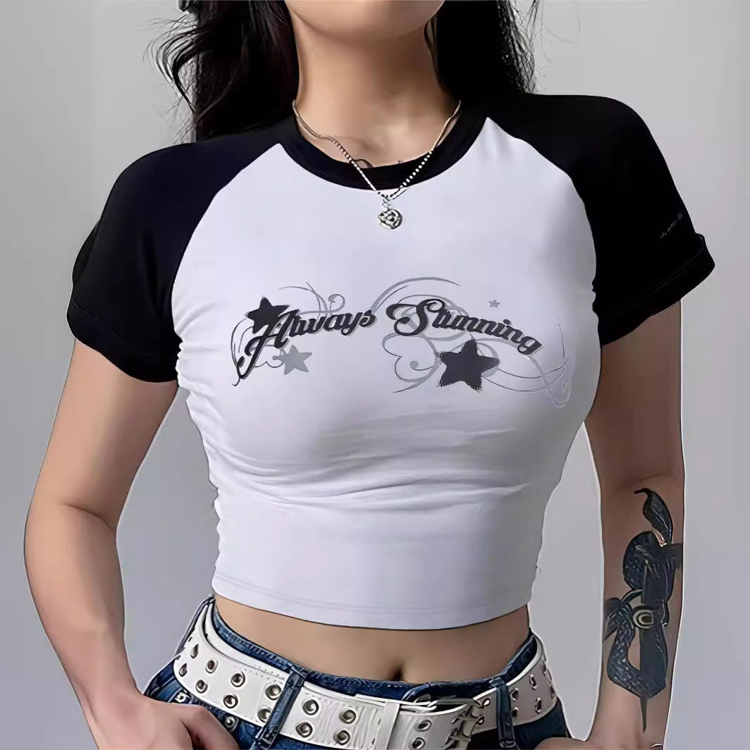 Damen Crop-Top mit motivierendem Schriftzug und lässigem Schnitt Echo Archiv