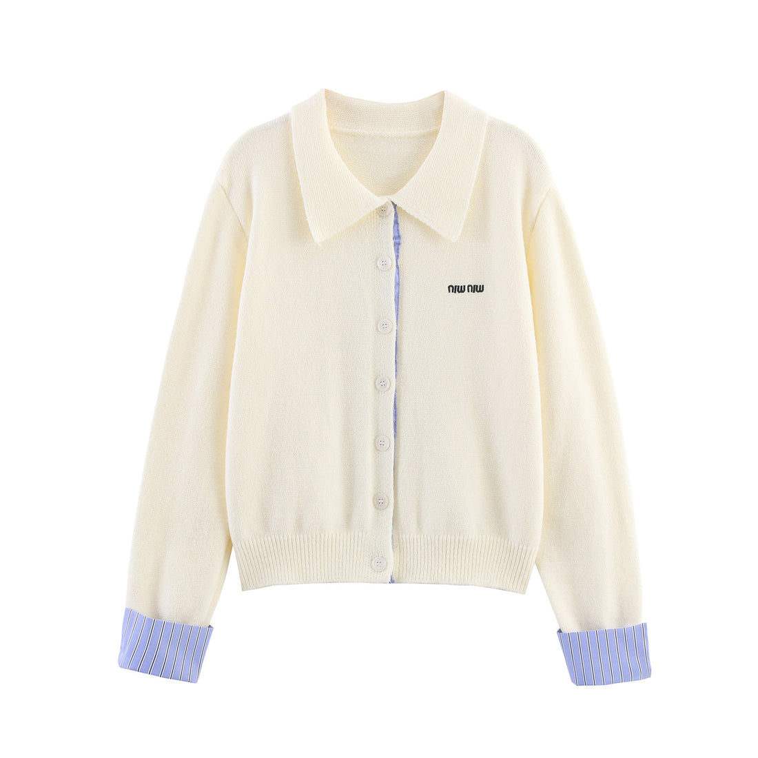 Damen Zweiteiliges Feinstrick-Set mit Hemdkragen-Cardigan und plissiertem Rock Echoarchiv