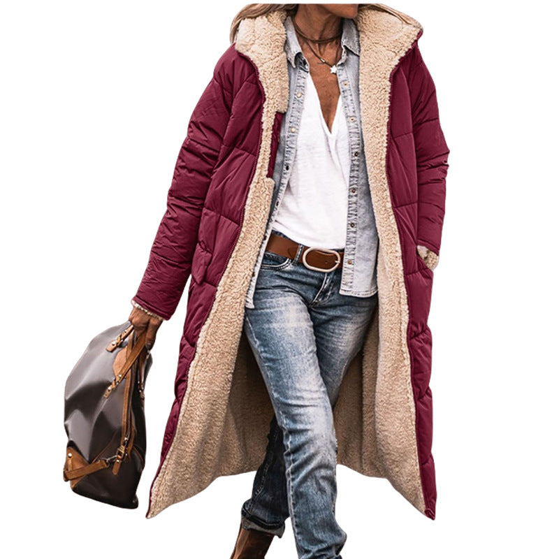 Damen lange, gefütterte Winterjacke mit Fleece-Futter Echoarchiv