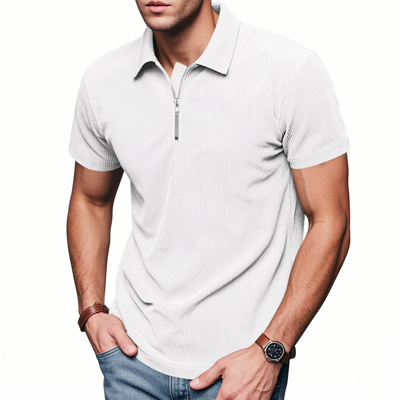 Herren Kurzarm Poloshirt mit Reißverschluss und strukturiertem Design Echoarchiv