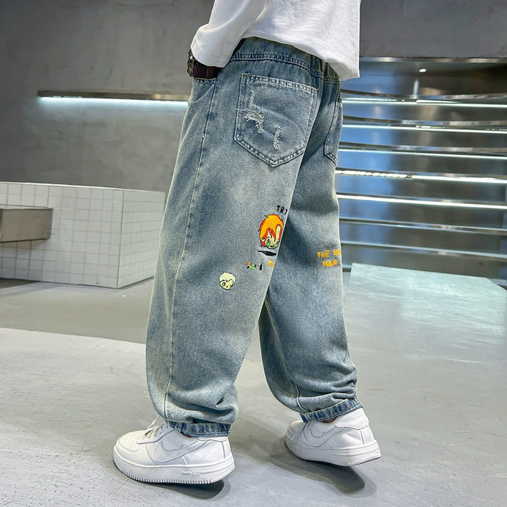Jungen lässige Denim-Jeans mit buntem Comic-Design Echo Archiv