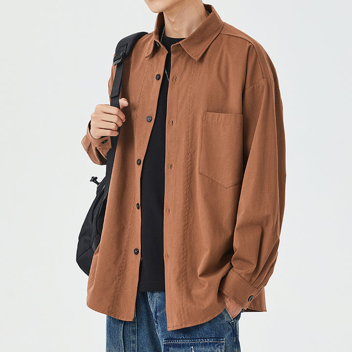 Herren lässige Langarmhemdjacke aus leichtem Material Echoarchiv