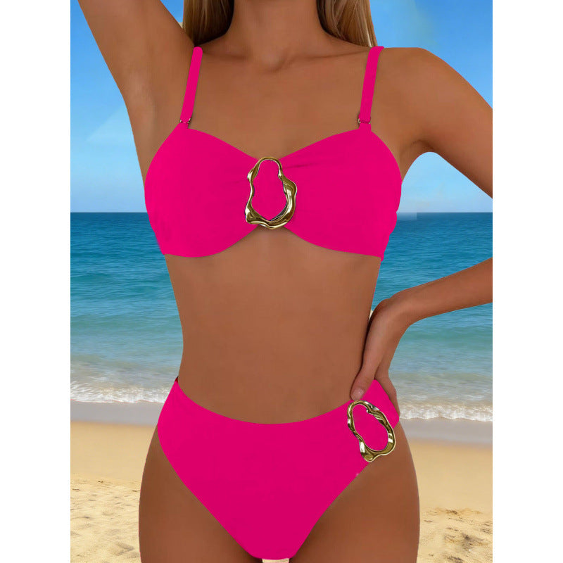 Damen Hochgeschnittener Bikini mit dekorativem Metallverschluss Echo Archiv