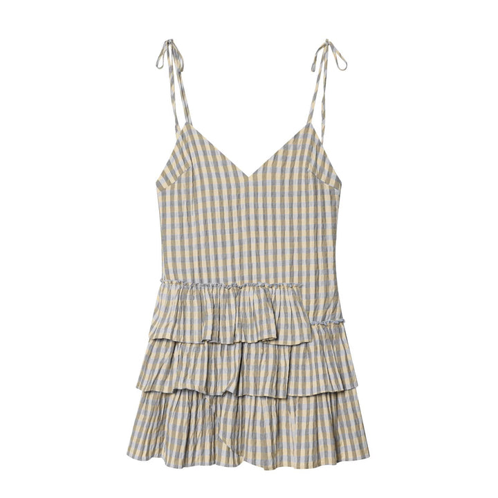 Damen Sommerkleid mit fließenden Volants und V-Ausschnitt Echo Archiv