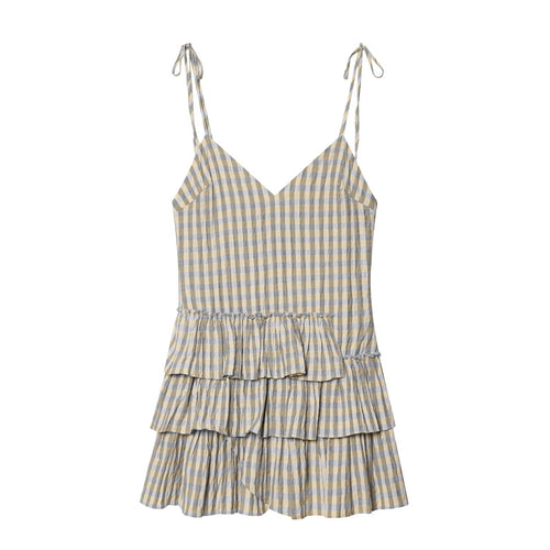 Damen Sommerkleid mit fließenden Volants und V-Ausschnitt Echo Archiv