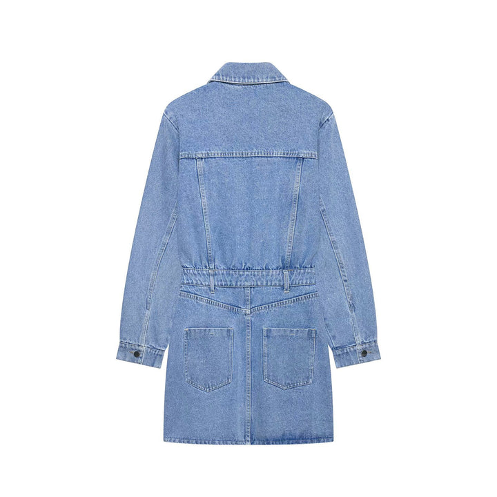 Damen Jeanskleid mit Hemdblusenkragen Taillengürtel und aufgesetzten Taschen Echo Archiv
