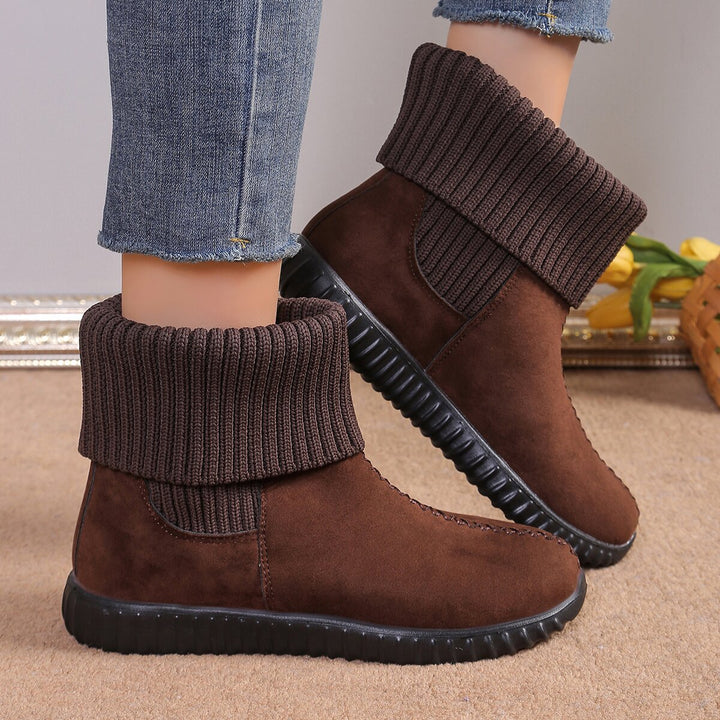 Damen Komfort-Ankleboots im Mokassin‑Style mit Umschlag-Strickkragen Echo Archiv