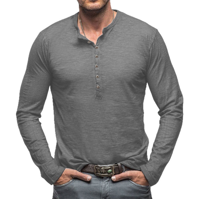Herren Langarm Henley-Shirt mit Knopfleiste und weichem Baumwollmix Echoarchiv