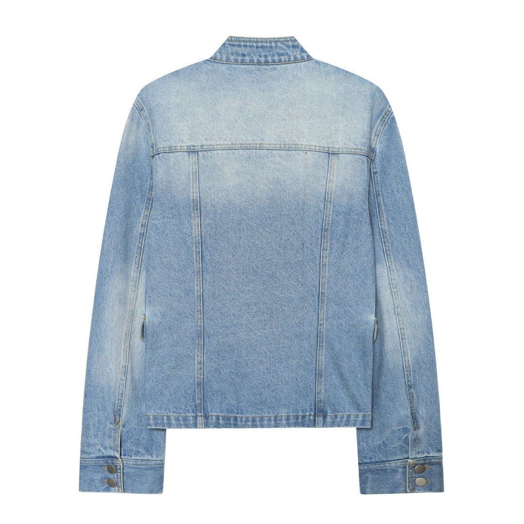 Damen Cropped Jeansjacke im Utility‑Look mit Schulterpatten und Pattentaschen Echo Archiv
