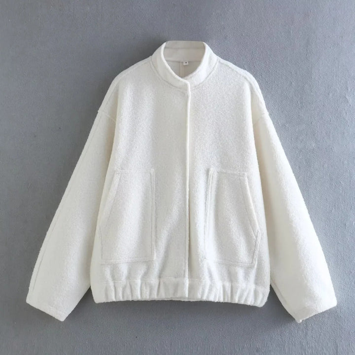Damen Oversize-Fleecejacke mit Stehkragen, aufgesetzten Fronttaschen und elastischem Saum Echo Archiv
